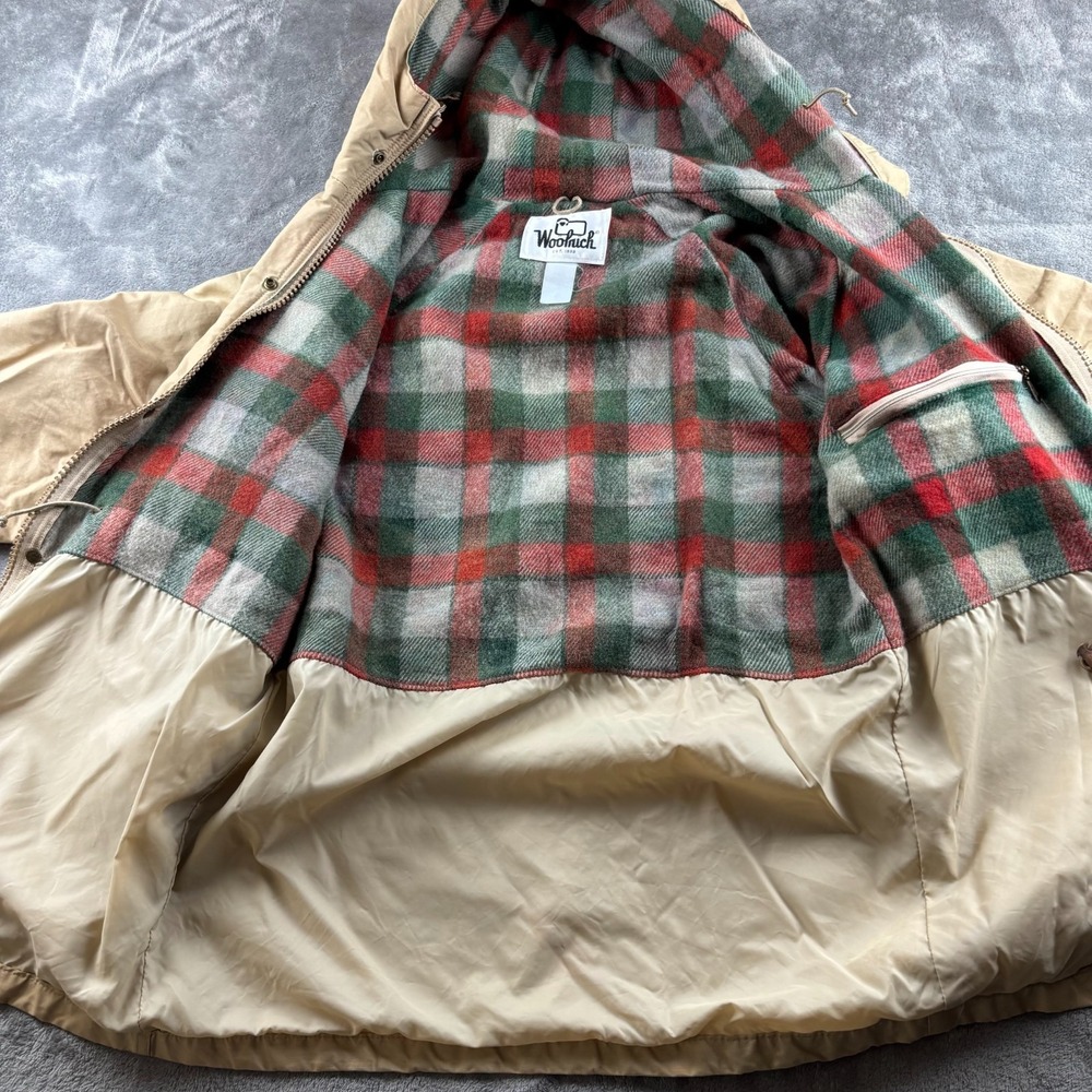 Vintage 90's Woolrich Parka Hunting Jacket‎ Men Medium Beige  Full Zip Hooded - Picture 5 of 9